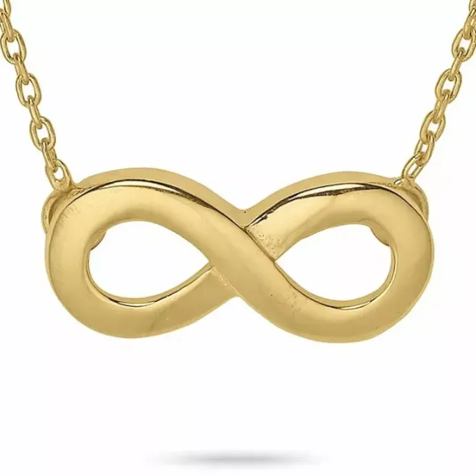 Halskæde i forgyldt sølv med infinity vedhæng i forgyldt sølv