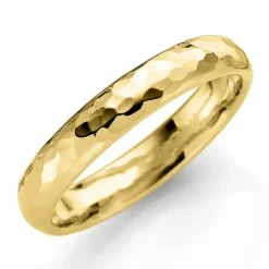 Hamret 3,5 mm vielsesring i 9 karat guld