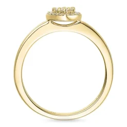 Hjerte ametyst diamantring i 9 karat guld 0,07 ct 0,05 ct