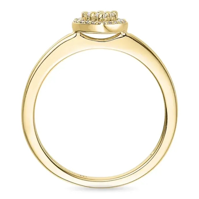 Hjerte ametyst diamantring i 9 karat guld 0,07 ct 0,05 ct