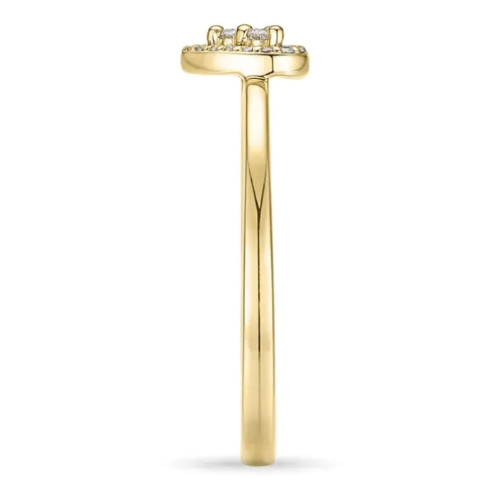 Hjerte ametyst diamantring i 9 karat guld 0,07 ct 0,05 ct