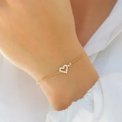 Hjerte armbånd i forgyldt sølv