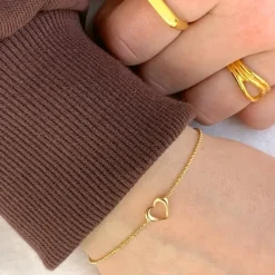 Hjerte armbånd i forgyldt sølv med vedhæng i forgyldt sølv