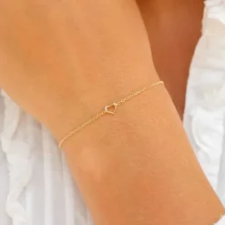 Hjerte armbånd i forgyldt sølv med vedhæng i forgyldt sølv