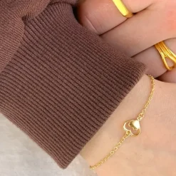 Hjerte armbånd i forgyldt sølv med vedhæng i forgyldt sølv