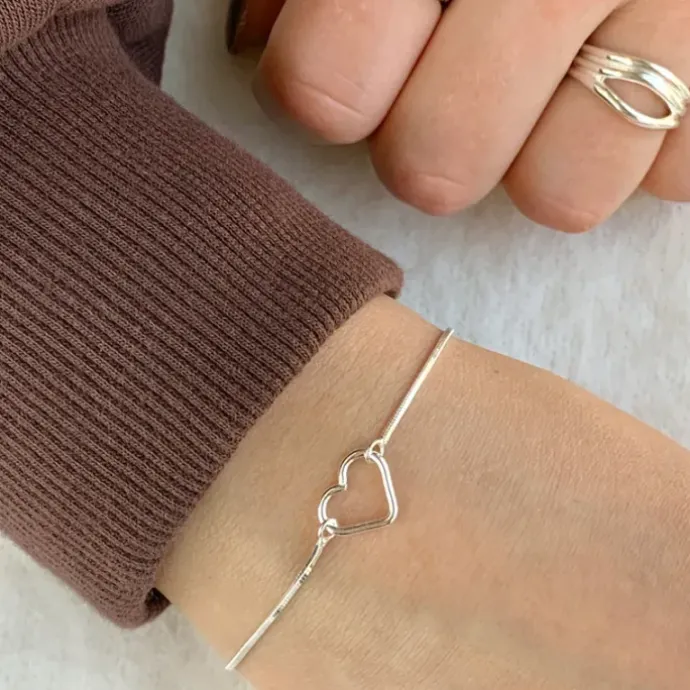 Hjerte armbånd i sølv