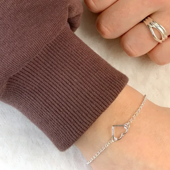 Hjerte armbånd i sølv