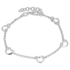Hjerte armbånd i sølv med hjertevedhæng i sølv