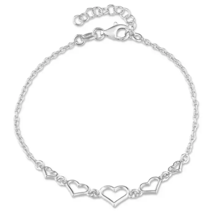 Hjerte armbånd i sølv med vedhæng i sølv