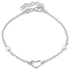 Hjerte armbånd i sølv med vedhæng i sølv