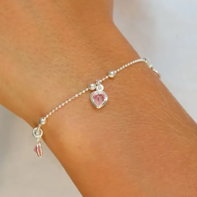 Hjerte armbånd i sølv med vedhæng i sølv