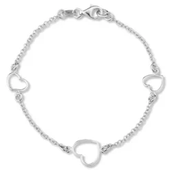 Hjerte armbånd i sølv med vedhæng i sølv