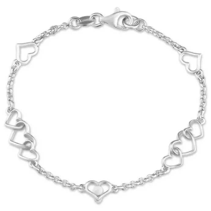 Hjerte armbånd i sølv med vedhæng i sølv