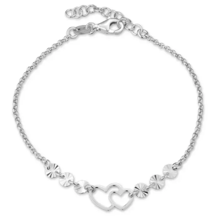 Hjerte armbånd i sølv med vedhæng i sølv