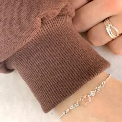 Hjerte armbånd i sølv med vedhæng i sølv