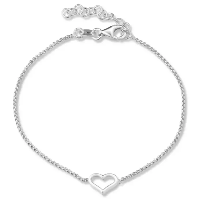Hjerte armbånd i sølv med vedhæng i sølv