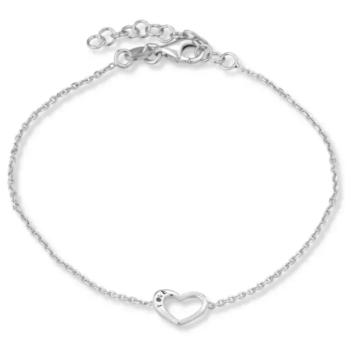 Hjerte armbånd i sølv med vedhæng i sølv