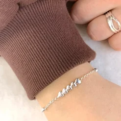 Hjerte armbånd i sølv med vedhæng i sølv