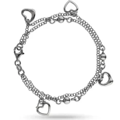 Hjerte armbånd i sort rhodineret sølv med hjertevedhæng i sort rhodineret sølv