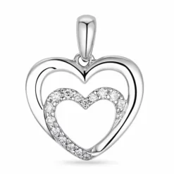 Hjerte brillant vedhæng i 14 karat hvidguld 0,12 ct
