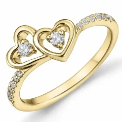 Hjerte diamant ring i 14 karat guld 0,178 ct