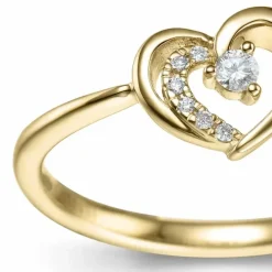 Hjerte diamant ring i 14 karat guld 0,065 ct