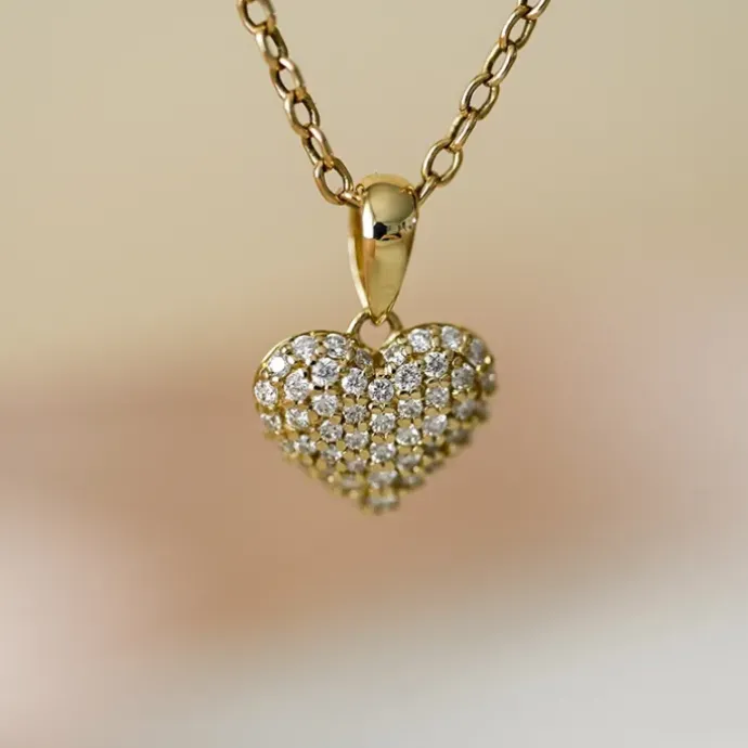 Hjerte diamant vedhæng i 14 karat guld 0,288 ct