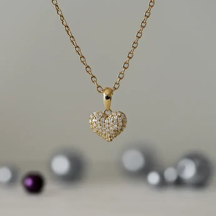 Hjerte diamant vedhæng i 14 karat guld 0,288 ct