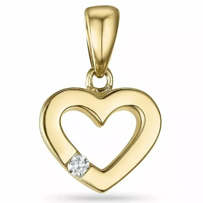 Hjerte diamant vedhæng i 9 karat guld 0,02 ct