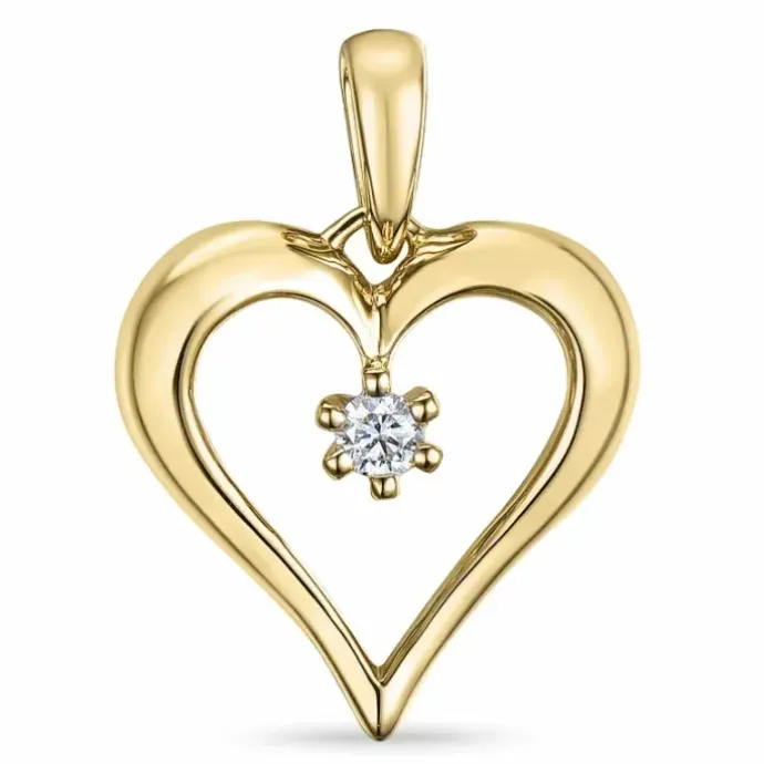 Hjerte diamant vedhæng i 14 karat guld 0,07 ct