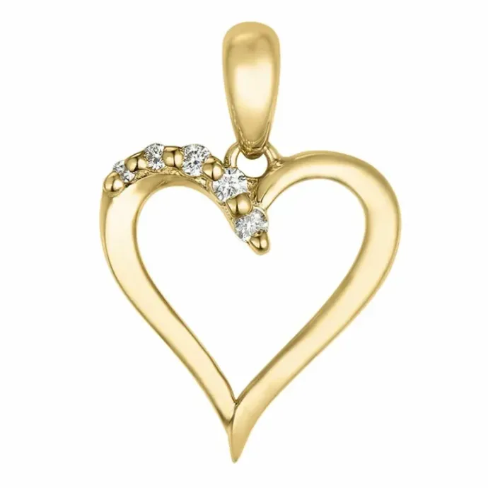 Hjerte diamant vedhæng i 14 karat guld 0,054 ct