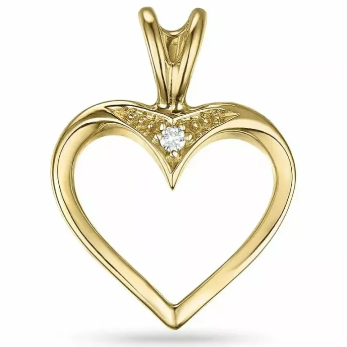 Hjerte diamant vedhæng i 9 karat guld 0,009 ct