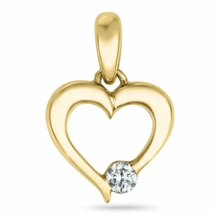 Hjerte diamant vedhæng i 14 karat guld 0,04 ct