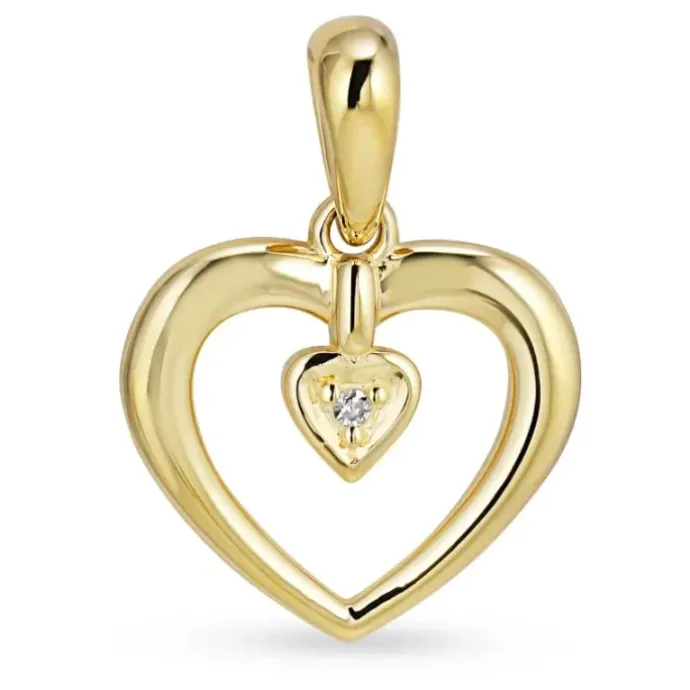 Hjerte diamant vedhæng i 8 karat guld 0,005 ct