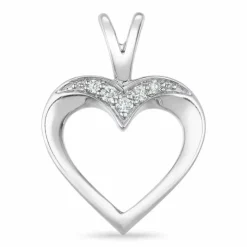 Hjerte diamant vedhæng i 14 karat hvidguld 0,05 ct