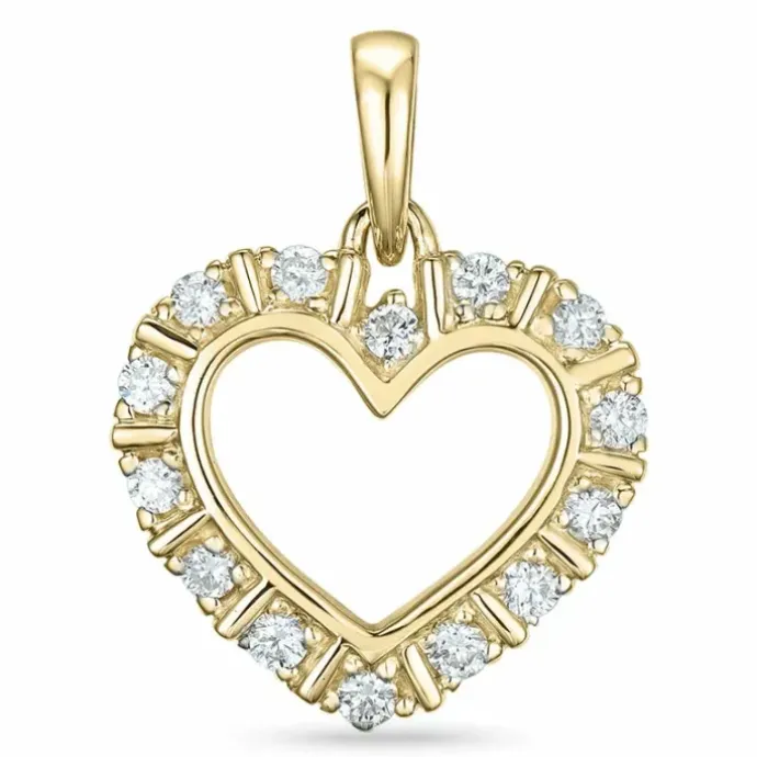Hjerte diamant vedhæng i 14 karat guld 0,26 ct