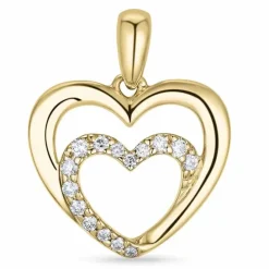 Hjerte diamant vedhæng i 14 karat guld 0,123 ct