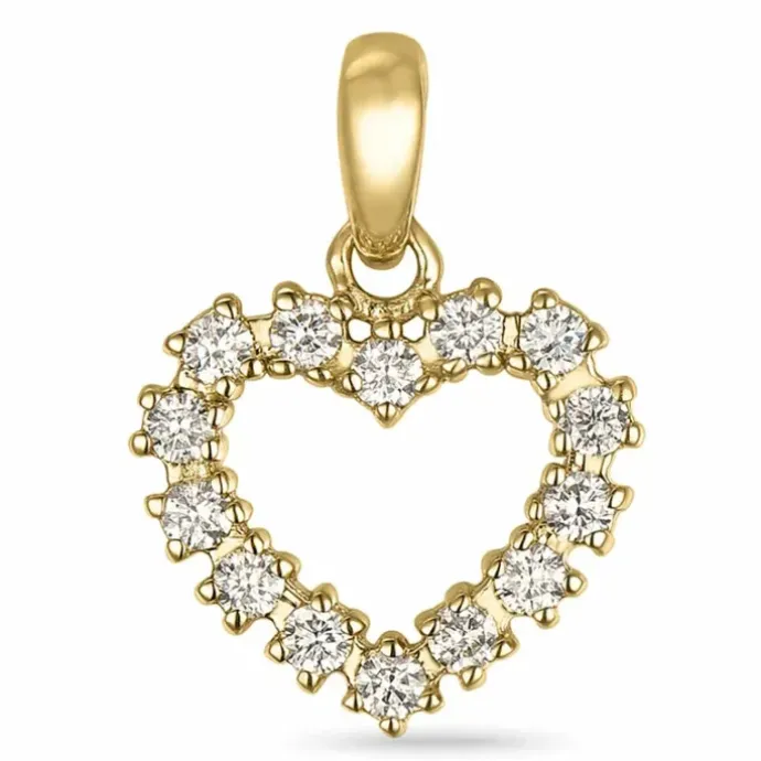 Hjerte diamant vedhæng i 14 karat guld 0,19 ct