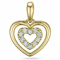 Hjerte diamant vedhæng i 14 karat guld 0,06 ct