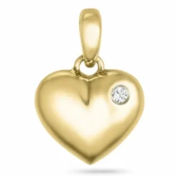 Hjerte diamant vedhæng i 14 karat guld 0,015 ct