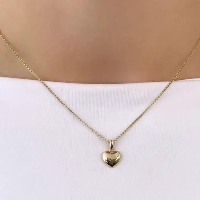 Hjerte diamant vedhæng i 14 karat guld 0,015 ct