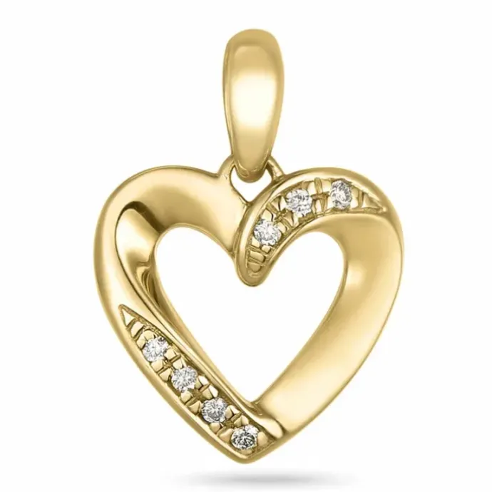 Hjerte diamant vedhæng i 14 karat guld 0,054 ct