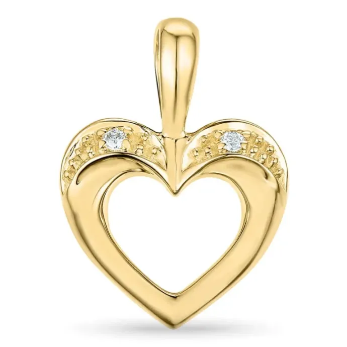 Hjerte diamant vedhæng i 14 karat guld 0,02 ct