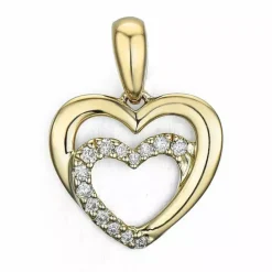 Hjerte diamant vedhæng i 14 karat guld 0,08 ct