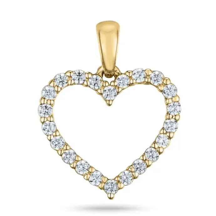 Hjerte diamant vedhæng i 14 karat guld 0,25 ct