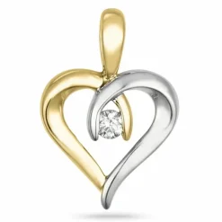 Hjerte diamant vedhæng i 14 karat guld.- og hvidguld 0,04 ct