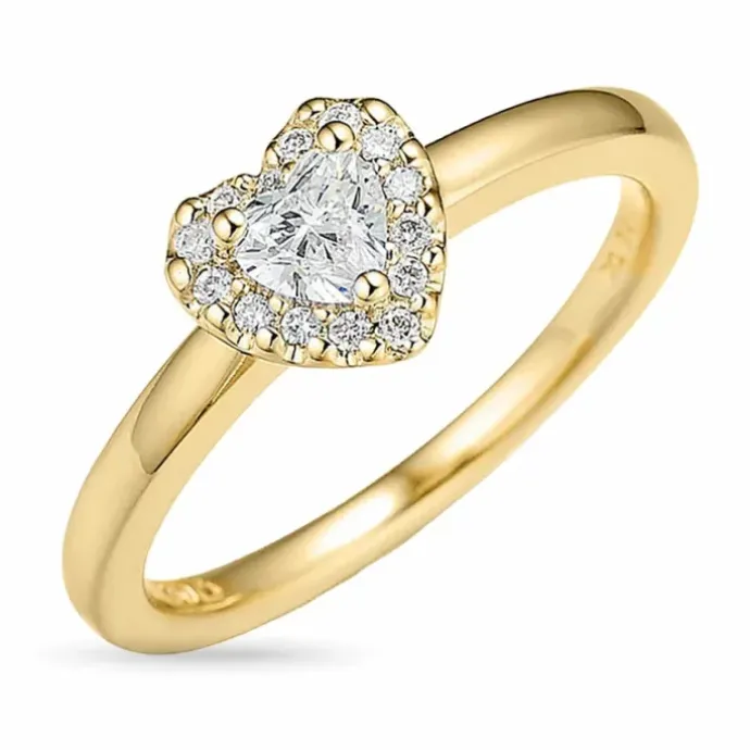 Hjerte diamantring i 14 karat guld 0,24 ct 0,08 ct