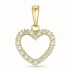 Hjerte diamantvedhæng i 14 karat guld 0,16 ct