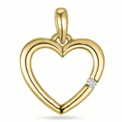 Hjerte diamantvedhæng i 14 karat guld 0,01 ct