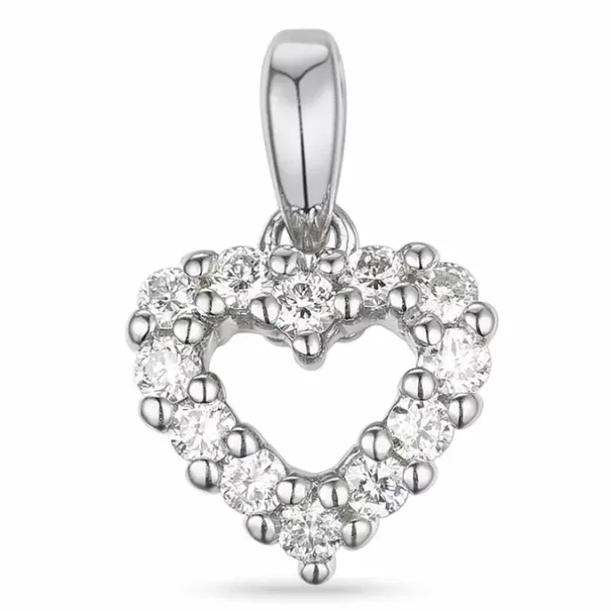 Hjerte diamantvedhæng i 14 karat hvidguld 0,18 ct